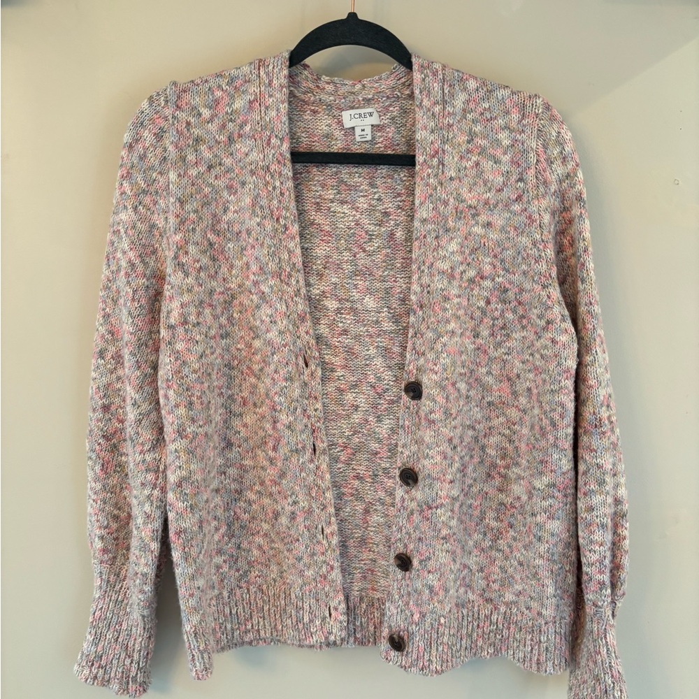 J. Crew Women's Pink and Cream Cardigan Sweater